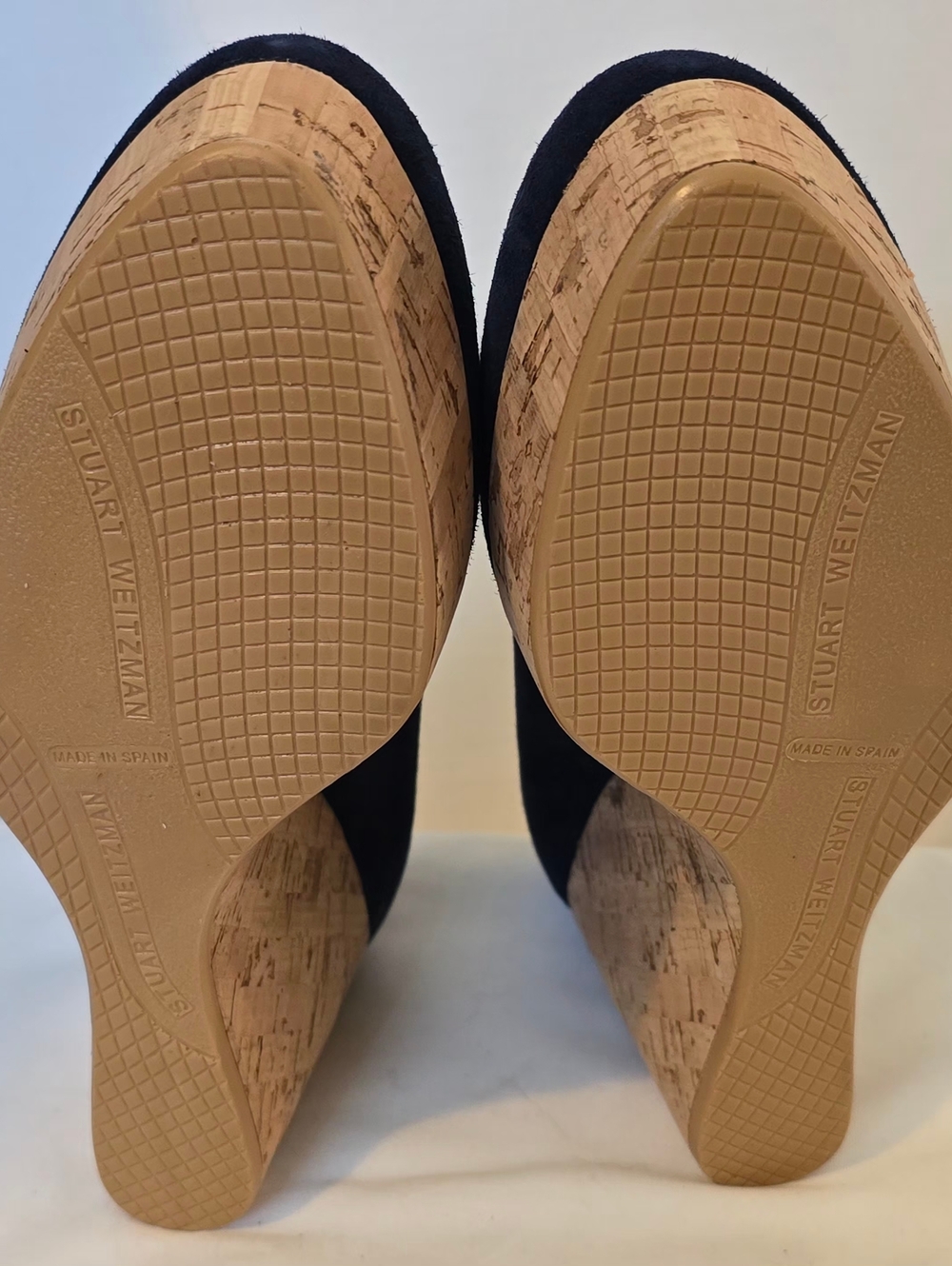 *NEW Stuart Weitzman Navy Suede Cork Wedge Pumps 8 1/2 - Picture 8 of 15